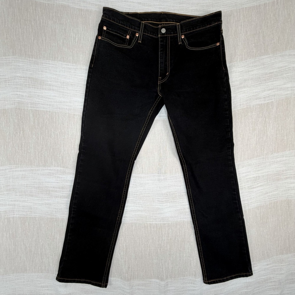Levis 511 Slim Fit Men's Black Jeans Sz 34x30 Dark Wash Contrast Stitching EUC